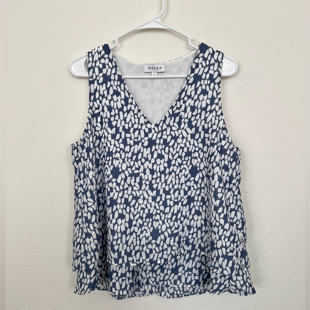 Gilli | Tiered Tank Top | Blue/White | Medium